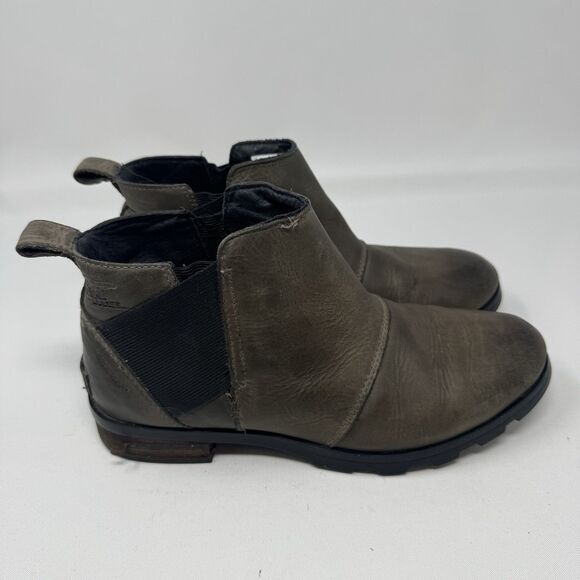 Sorel Women's Size 8.5 Emelie Waterproof Chelsea‎ Booties Boots Gray Brown Black - Picture 1 of 10